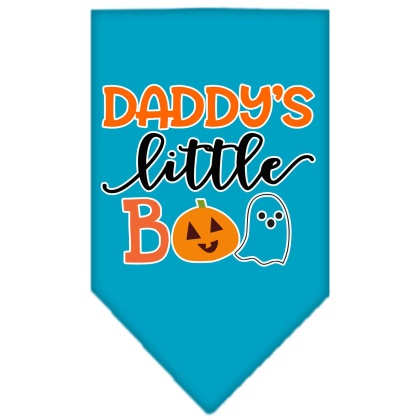 Daddy's Little Boo Screen Print Bandana Turquoise Large