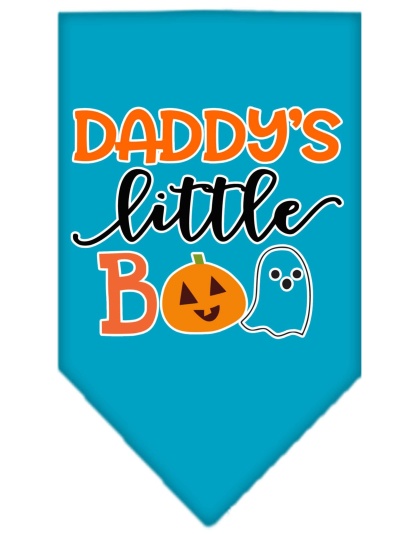 Daddy's Little Boo Screen Print Bandana Turquoise Large