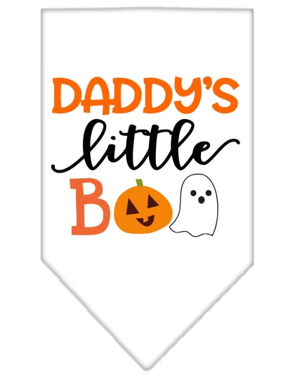 Daddy's Little Boo Screen Print Bandana White Large