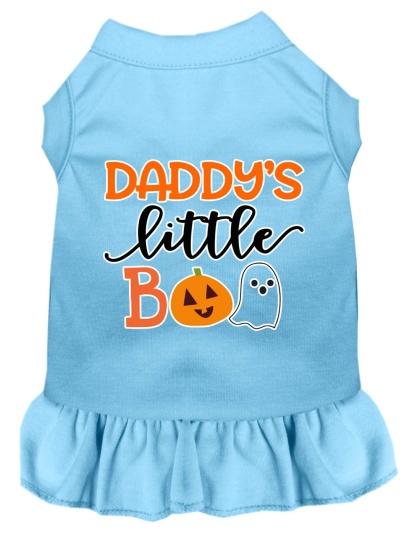 Daddy's Little Boo Screen Print Dog Dress Baby Blue 4X