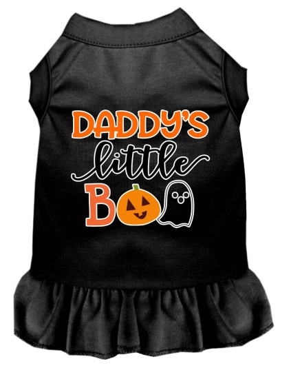 Daddy's Little Boo Screen Print Dog Dress Black 4X