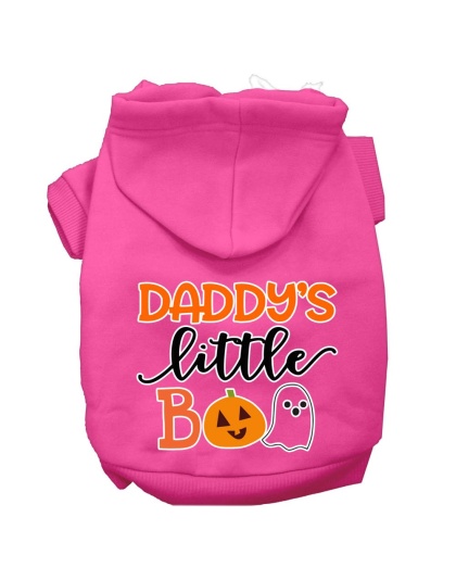 Daddy's Little Boo Screen Print Dog Hoodie Bright Pink L