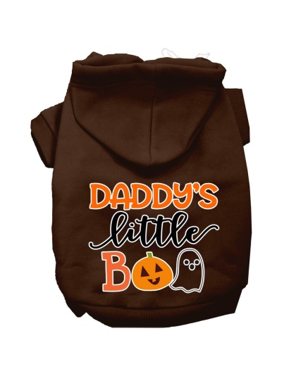 Daddy's Little Boo Screen Print Dog Hoodie Brown L