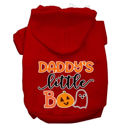 Daddy's Little Boo Screen Print Dog Hoodie Red L