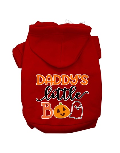 Daddy's Little Boo Screen Print Dog Hoodie Red L