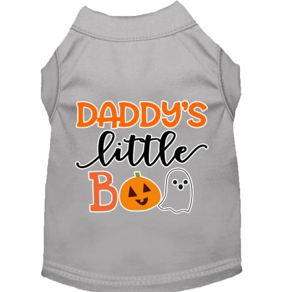 Daddy's Little Boo Screen Print Dog Shirt Grey Lg