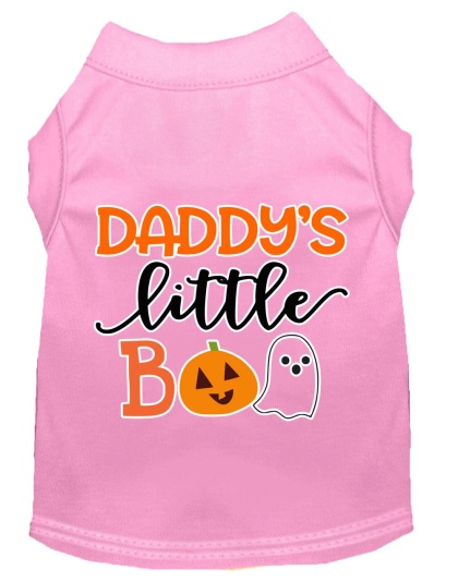Daddy's Little Boo Screen Print Dog Shirt Light Pink Lg