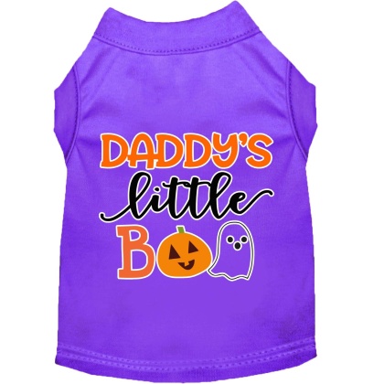 Daddy's Little Boo Screen Print Dog Shirt Purple Lg