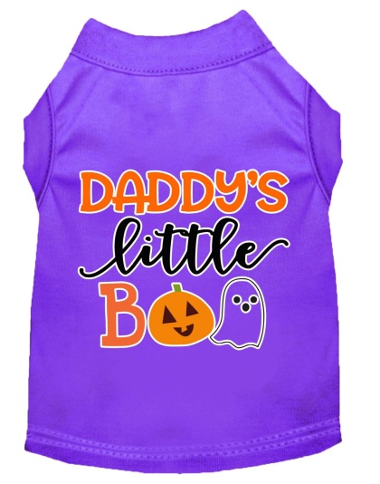 Daddy's Little Boo Screen Print Dog Shirt Purple Lg