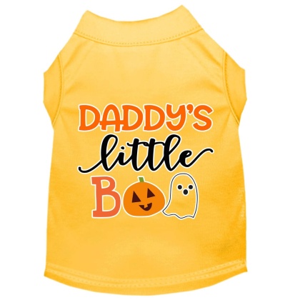 Daddy's Little Boo Screen Print Dog Shirt Yellow Lg