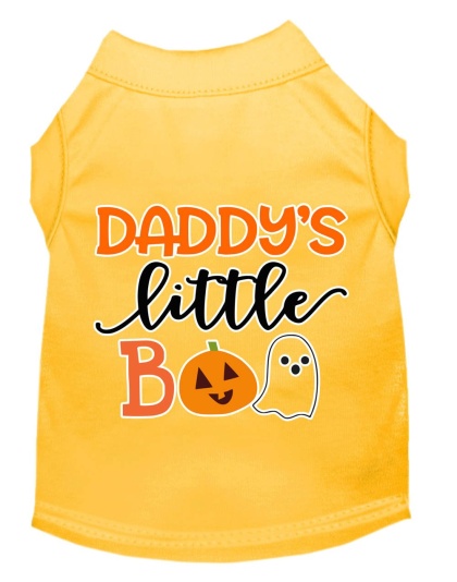 Daddy's Little Boo Screen Print Dog Shirt Yellow Lg