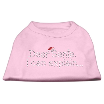 Dear Santa I Can Explain Rhinestone Shirts Light Pink L