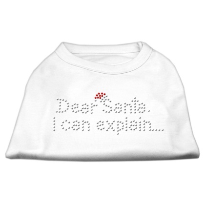 Dear Santa I Can Explain Rhinestone Shirts White L