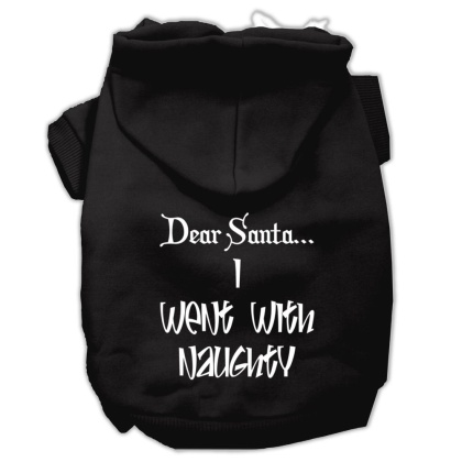 Dear Santa I Went with Naughty Screen Print Pet Hoodies Black Size Lg