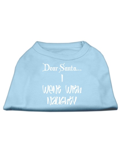 Dear Santa I Went with Naughty Screen Print Shirts Baby Blue Lg