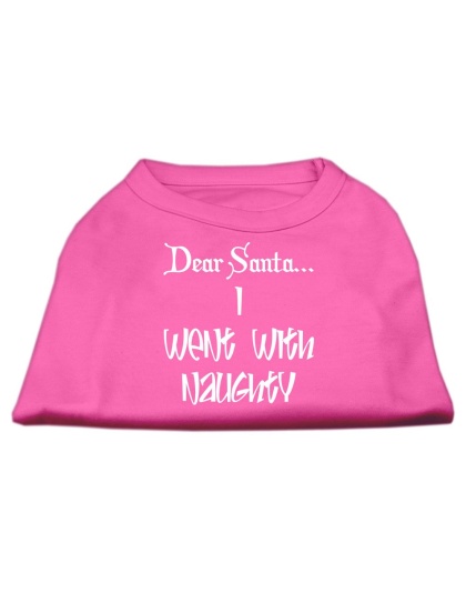 Dear Santa I Went with Naughty Screen Print Shirts Bright Pink Lg