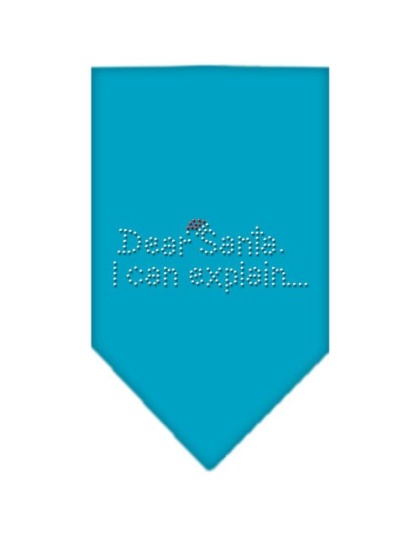 Dear Santa Rhinestone Bandana Turquoise Large