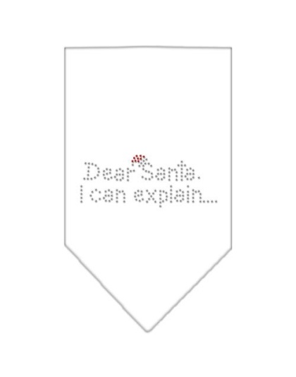 Dear Santa Rhinestone Bandana White Large