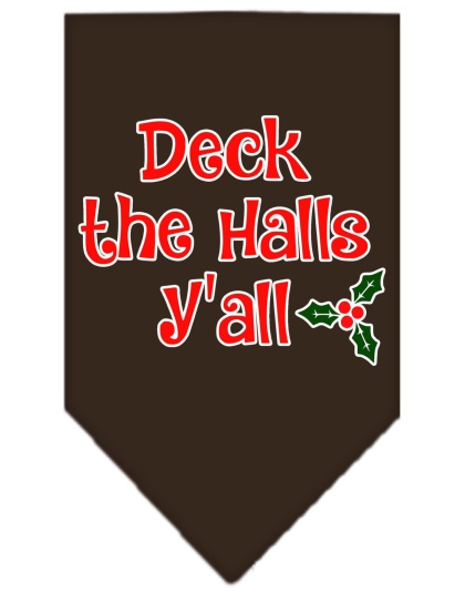 Deck the Halls Y'all Screen Print Bandana Cocoa Large