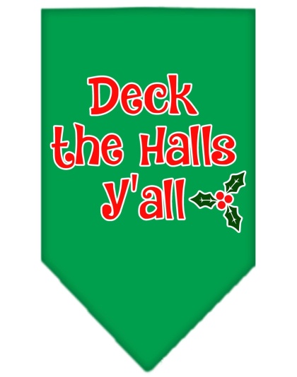 Deck the Halls Y'all Screen Print Bandana Emerald Green Large