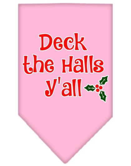 Deck the Halls Y'all Screen Print Bandana Light Pink Large