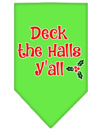 Deck the Halls Y'all Screen Print Bandana Lime Green Large