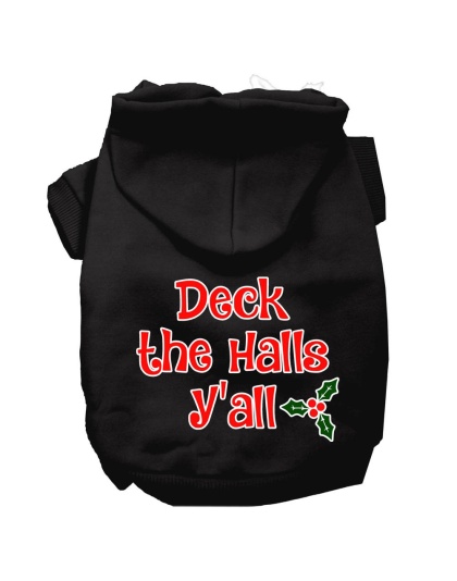 Deck the Halls Y'all Screen Print Dog Hoodie Black L