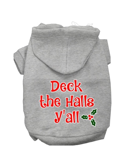 Deck the Halls Y'all Screen Print Dog Hoodie Grey L