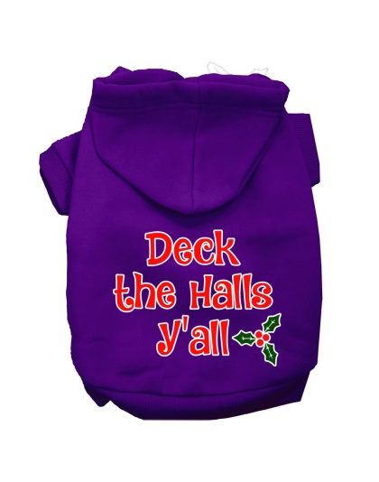 Deck the Halls Y'all Screen Print Dog Hoodie Purple L