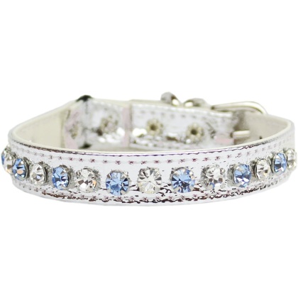 Deluxe Cat Collar Silver with Blue Size 10