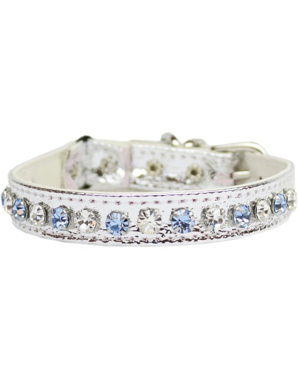 Deluxe Cat Collar Silver with Blue Size 10