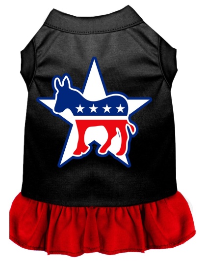 Democrat Screen Print Dress Black with Red Lg