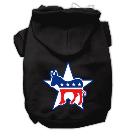 Democrat Screen Print Pet Hoodies Black Size Lg