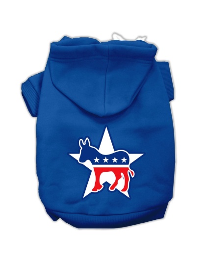 Democrat Screen Print Pet Hoodies Blue Size Lg