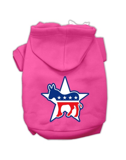 Democrat Screen Print Pet Hoodies Bright Pink Size Lg