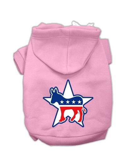 Democrat Screen Print Pet Hoodies Light Pink Size Lg