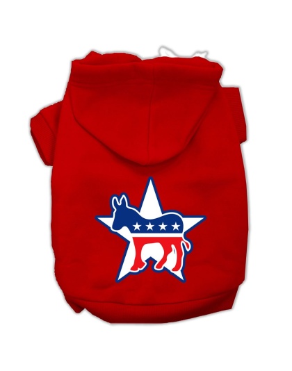 Democrat Screen Print Pet Hoodies Red Size Lg