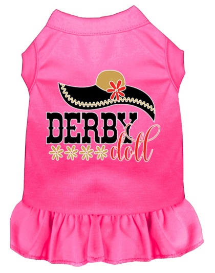 Derby Doll Screen Print Dog Dress Bright Pink 4X (22)