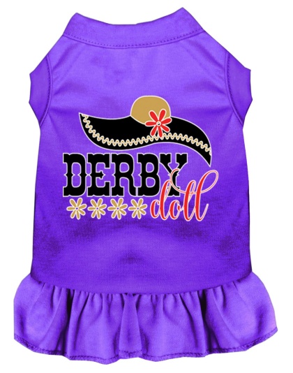 Derby Doll Screen Print Dog Dress Purple 4X (22)