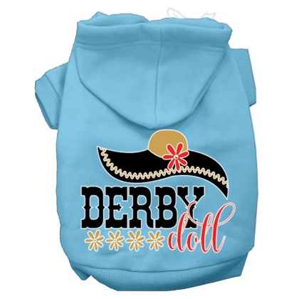 Derby Doll Screen Print Dog Hoodie Baby Blue L