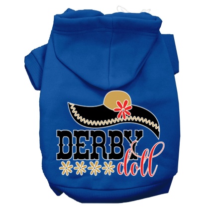 Derby Doll Screen Print Dog Hoodie Blue L