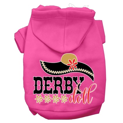 Derby Doll Screen Print Dog Hoodie Bright Pink L