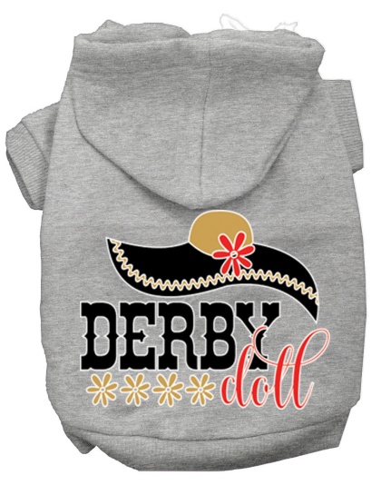 Derby Doll Screen Print Dog Hoodie Grey L