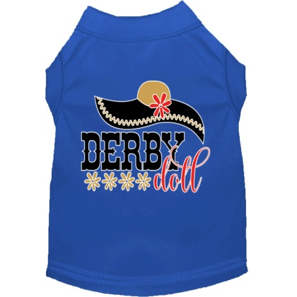 Derby Doll Screen Print Dog Shirt Blue Lg