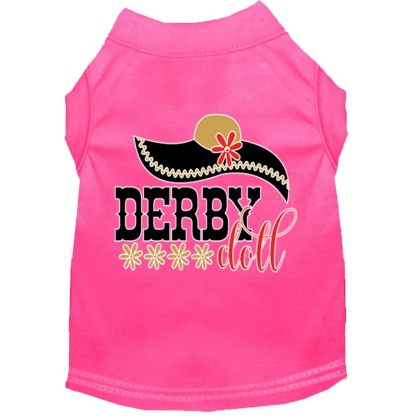 Derby Doll Screen Print Dog Shirt Bright Pink Lg