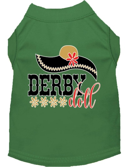 Derby Doll Screen Print Dog Shirt Green Lg