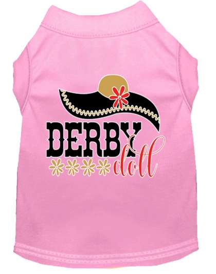 Derby Doll Screen Print Dog Shirt Light Pink Lg