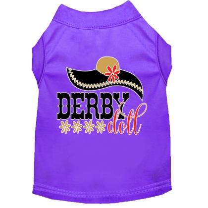 Derby Doll Screen Print Dog Shirt Purple Lg