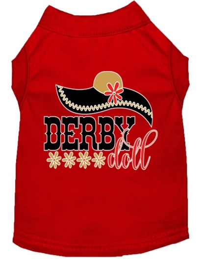 Derby Doll Screen Print Dog Shirt Red Lg