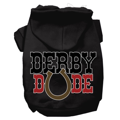 Derby Dude Screen Print Dog Hoodie Black L